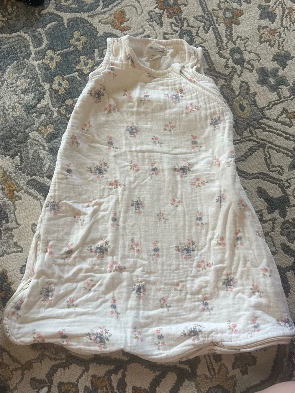 White Floral Sleep Sack - Soft Muslin Baby Sleep Sack